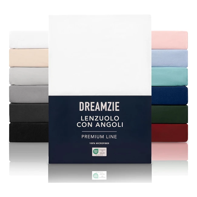 Lenzuolo con angoli singolo 90x200cm Dreamzie - Altezza materasso fino a 30 cm - 100% Microfibra - Bianco