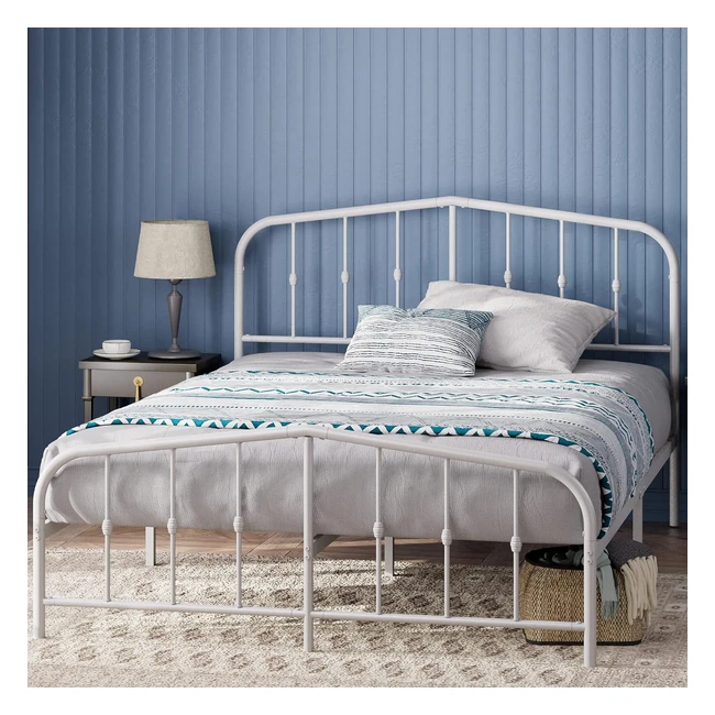 Zinus Heidi Metal Platform Bed Frame - Easy Assembly - Super King - White