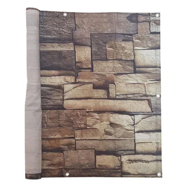 Jarolift Balkonüberdachung, Sichtschutz, Windschutz, Sonnenschutz, Balkonverkleidung, wasserdicht, 500 x 90 cm, Steinmotiv