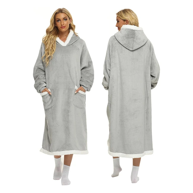 Coperta con Cappuccio Feeljam Morbida e Calda 80x150 cm Grigio Chiaro