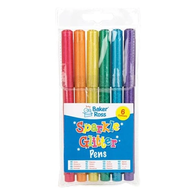 Stylos Paillettes Scintillantes Baker Ross - Paquet de 6 - Matériels Créatifs Enfants et Adultes AV948