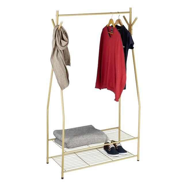 Appendiabiti Relaxdays con Scarpiera - Hxlxp 162x90x40 cm - Metallo - Marrone Ch