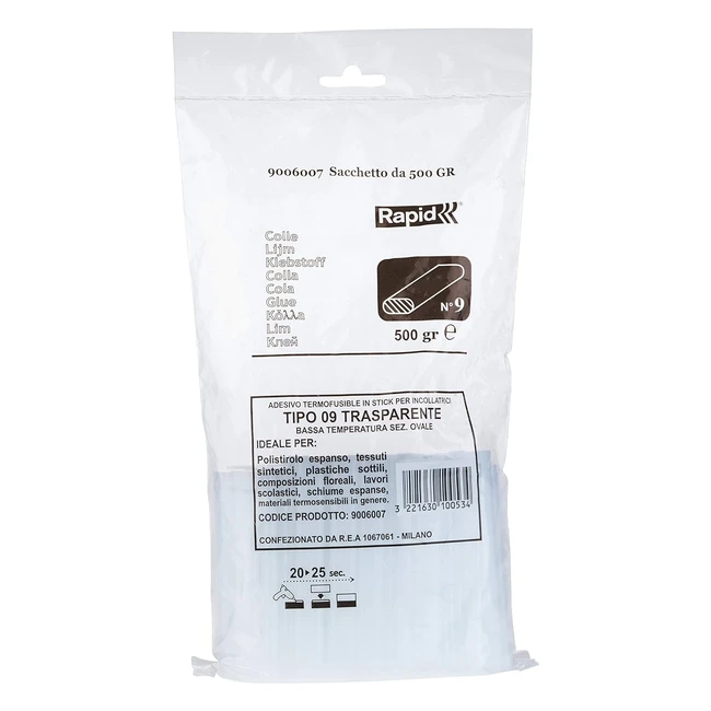 Colla Oval a Bassa Temperatura Trasparente 500g - Rapid 59006007