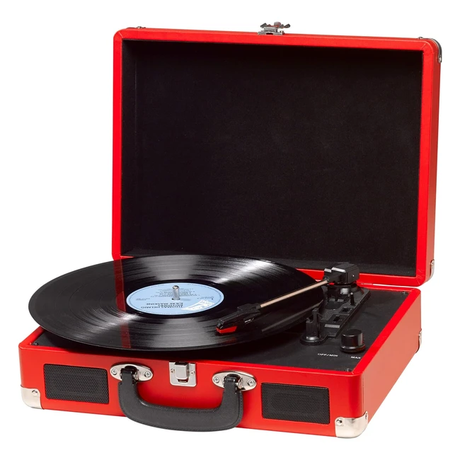 Tocadiscos Denver VPL120 Rojo - Reproduccin a 3 Velocidades Diseo Maleta A
