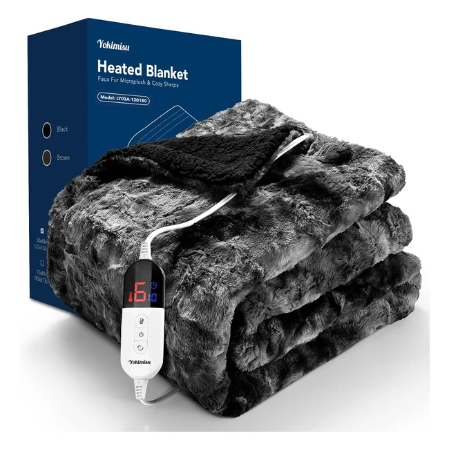 Manta eléctrica 180x130cm doble cara, apagado automático, lavable, 6 niveles de calentamiento