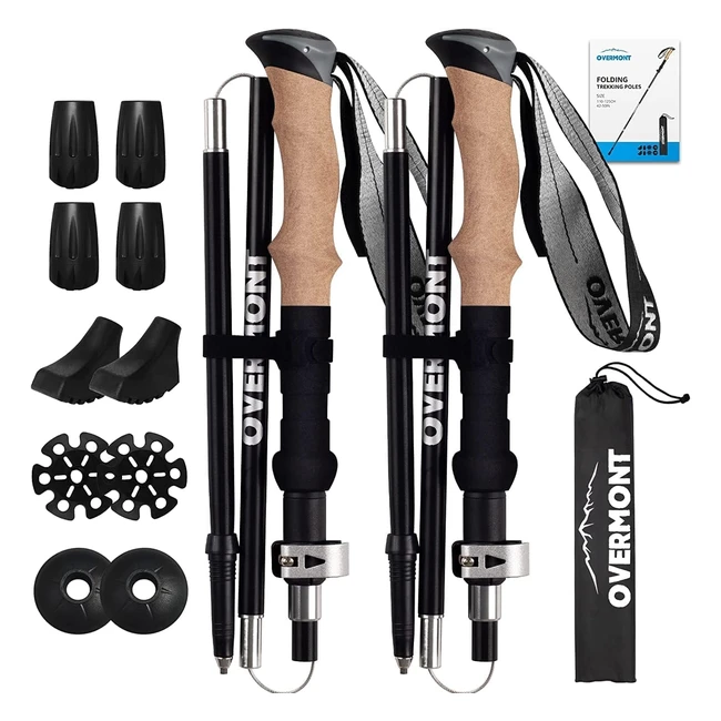 Overmont Walking Poles - Collapsible Aluminum Sticks - 2 Pack - Quick Lock System - Ultralight