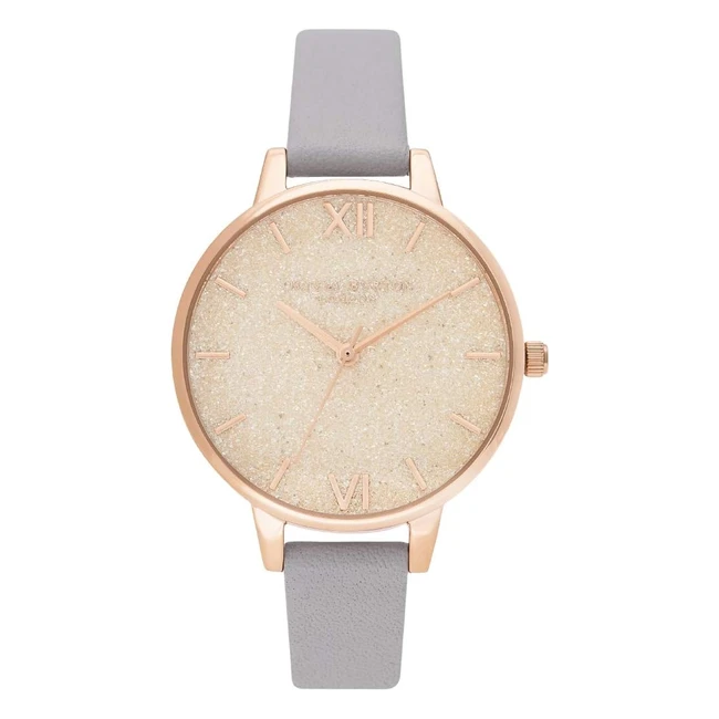 Olivia Burton Women's Quartz Watch OB16GD45 - Grey Leather Strap