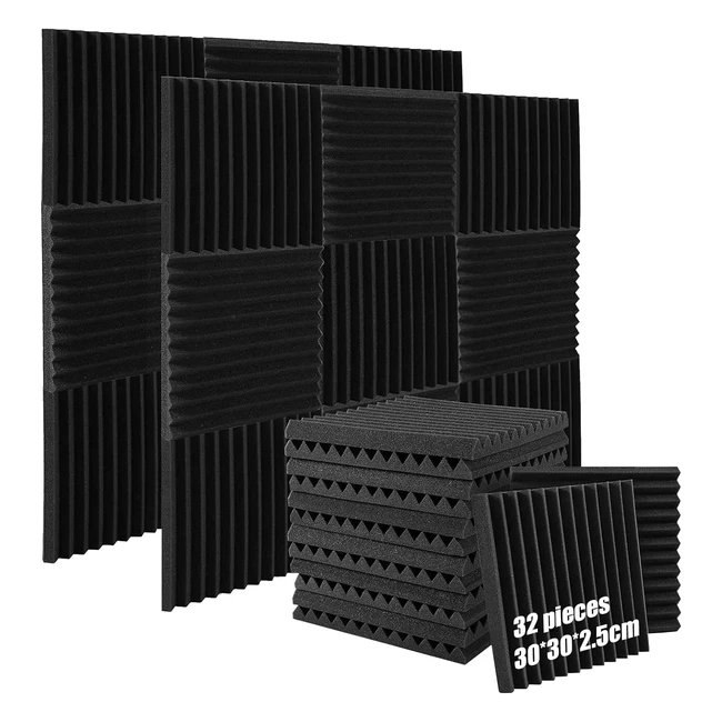 Lot de 32 mousses acoustiques 30x30x25cm - Rduction du bruit - Haute densit