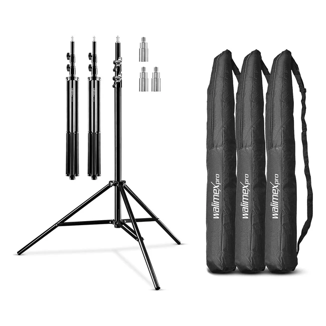Walimex Pro GN806 Lampenstativ 215cm Arbeitshöhe 5kg Tragkraft 14 und 3/8 Zoll Gewindeanschluss Schwarz