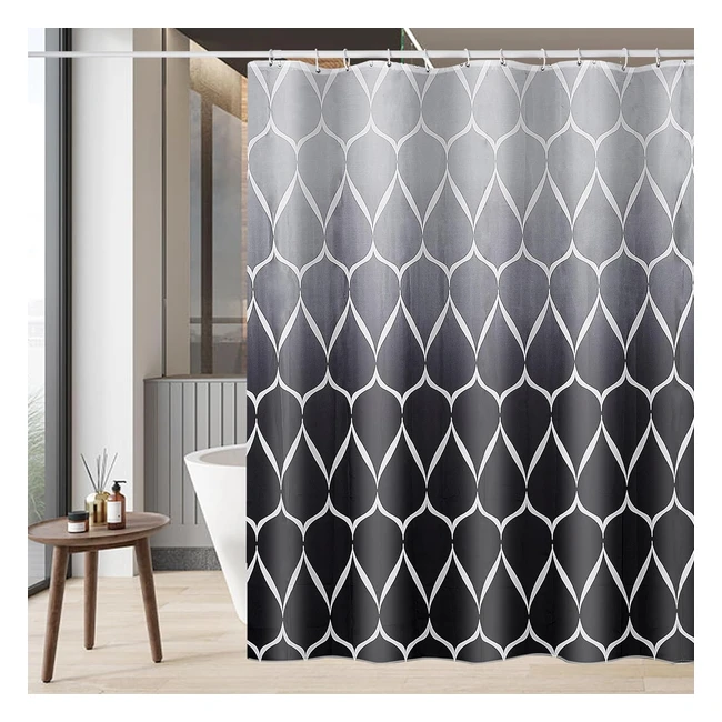 Cortina de ducha antimoho Geruike 180x180 - Impermeable y lavable - Gris y negro