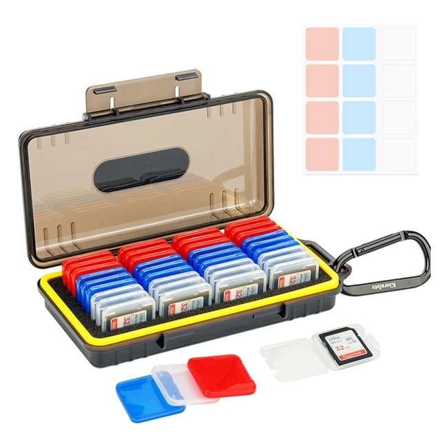 Funda Tarjetero SD Kiorafoto con 36 Soportes Individuales - Resistente al Agua y Antigolpes