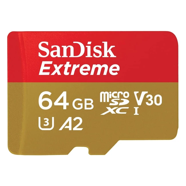 Scheda MicroSDXC Extreme SanDisk 64GB per Action Cam e Drones - Adattatore SD - RescuePro Deluxe - Fino a 170MB/s - A2 App Performance - UHS-I Classe 10 U3 V30