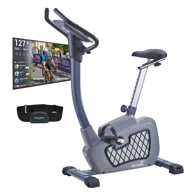 Skandika Wiry Ergometer Heimtrainer 11 kg Schwungmasse 24 Trainingsprogramme 32 Widerstandsstufen Magnetbremssystem iConsole Bluetooth App Steuerung Transportrollen