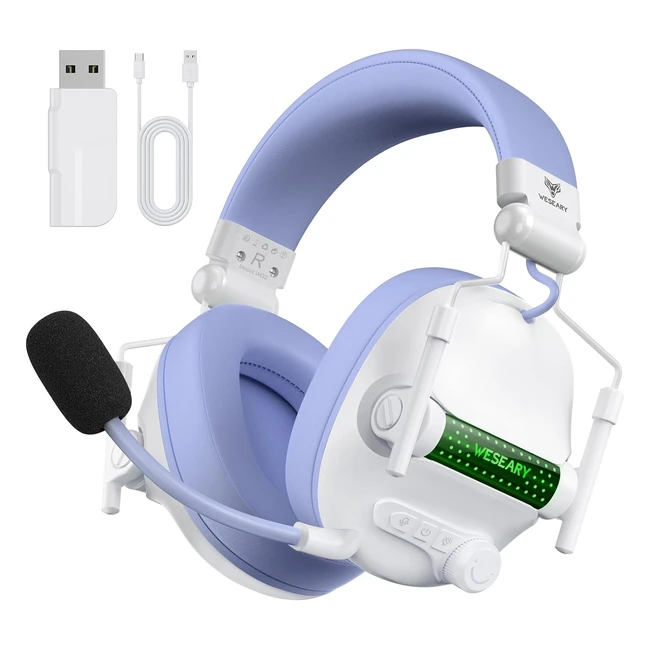 Casque gaming sans fil Weseary WG2 - Son 7.1 stéréo et réduction de bruit - PS5, PS4, PC, Switch, Mac, Mobile