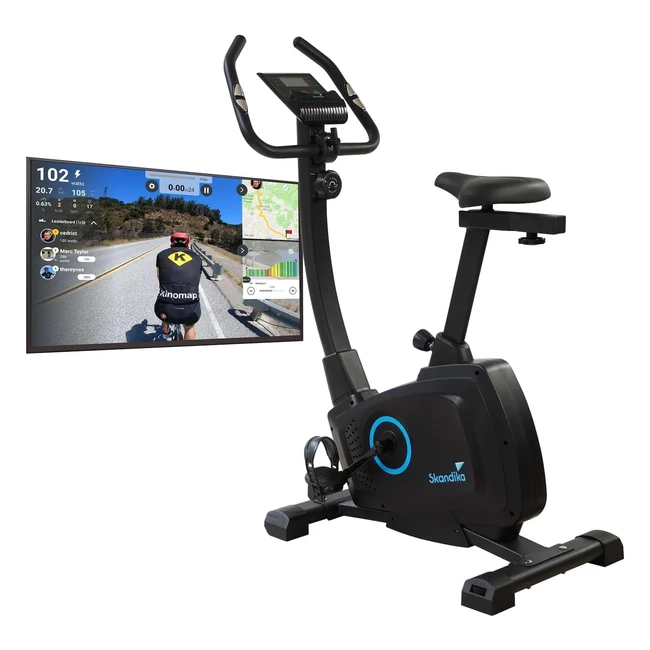 Skandika Heimtrainer Fahrrad Bragi - Hometrainer für Zuhause - 7 kg Schwungmasse - Magnetbremssystem - Kinomap für virtuelles Training - Höheneinstellung - Indoortransportrollen - Tablethalterung