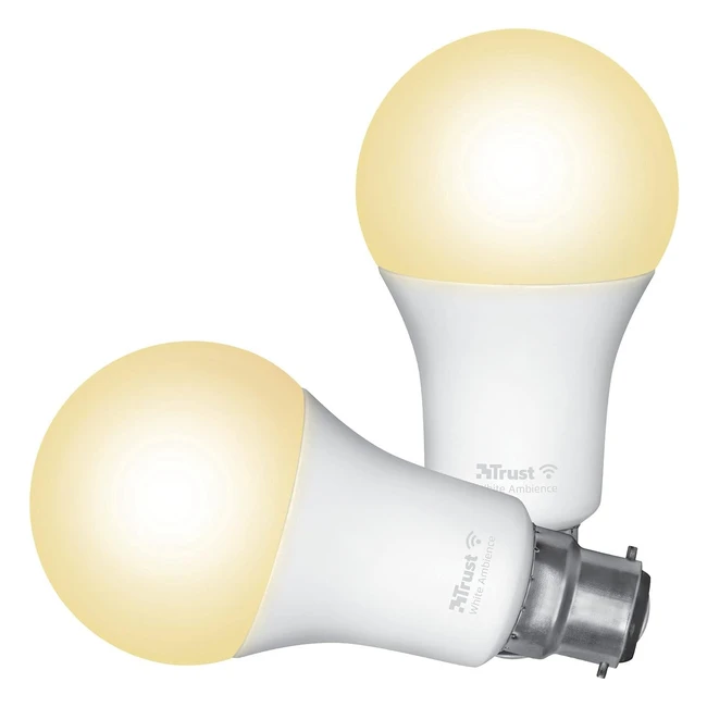 Trust WiFi B22 Lampadina Smart Dimmerabile - Compatibile con Alexa e Google Nest Hub - Luce Fredda e Calda - 2 Pezzi