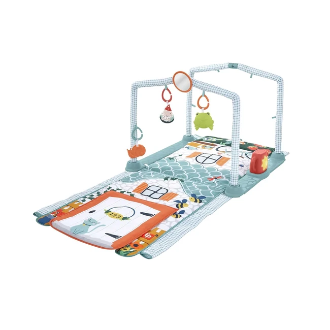Fisherprice HJK45 3in1 Kleines Urlaubshaus Spielmatte - Spielen in Bauchlage, Kriechtunnel und Spielzeug für Babys und Kleinkinder ab Geburt