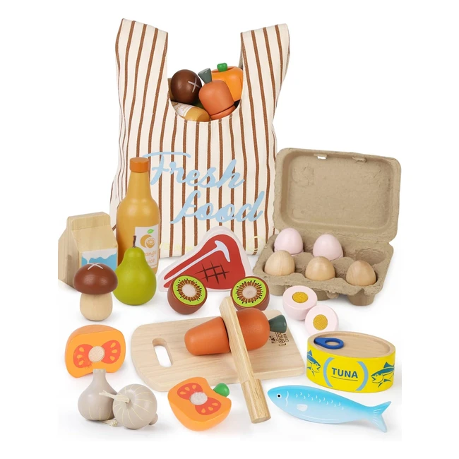 Juguetes de cocina Lehoo Castle - Frutas y verduras de madera - Juego de roles para niños - Regalos navidad 4-8