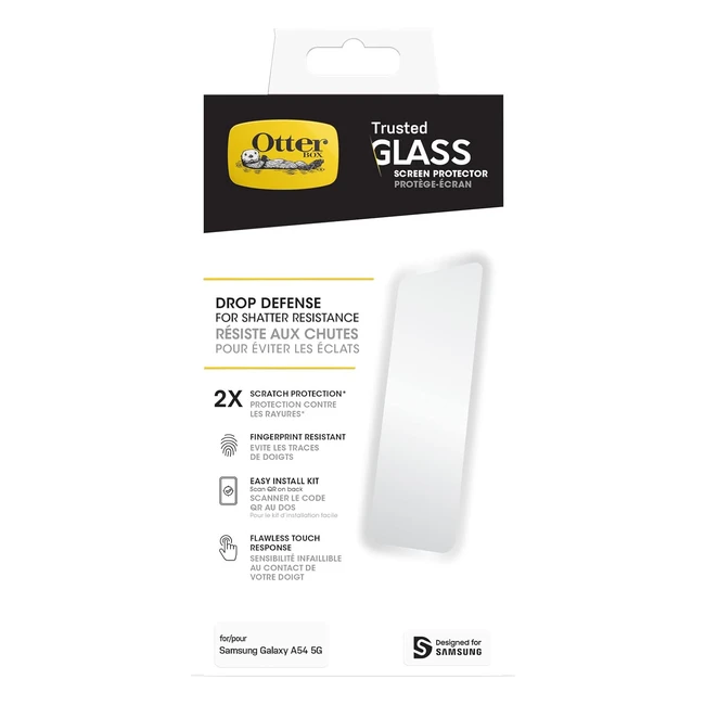 Otterbox Protecteur d'écran Trusted Glass pour Samsung Galaxy A54 5G - Verre trempé, Protection contre les chutes