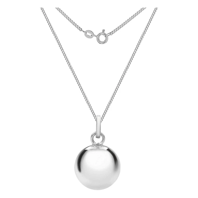 Tuscany Silver Womens Sterling Silver 16mm Ball Pendant on Curb Chain - 46cm18 