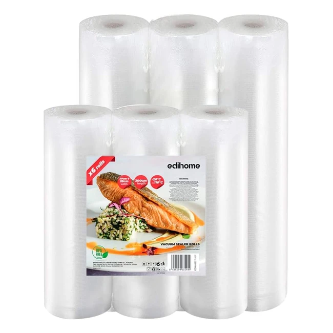 Bolsas de Vacío Alimentos Edihome - Set 6 Rollos 20x300cm 28x300cm