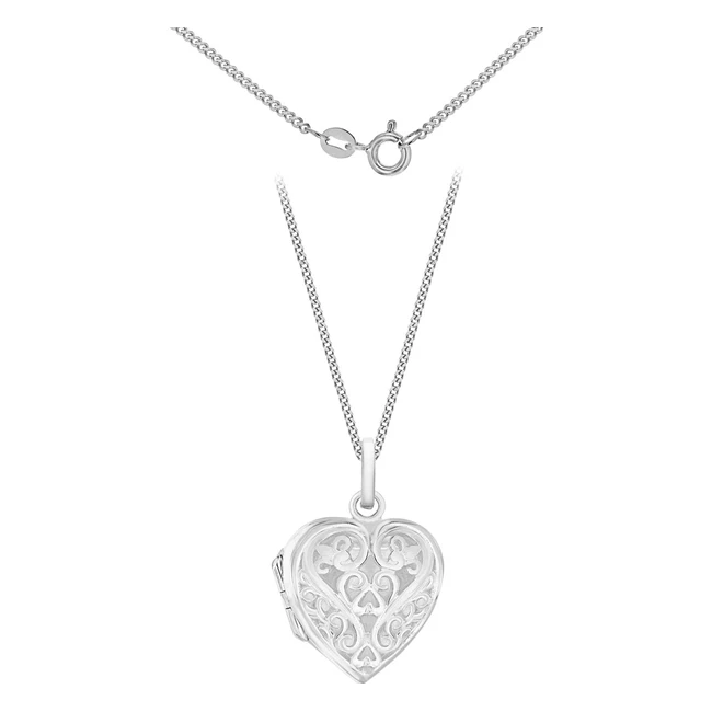 Tuscany Silver Womens Sterling Silver Filigree Heart Locket - 46cm18 Curb Chain