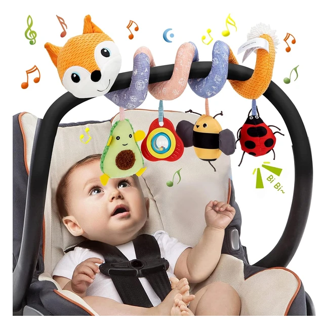 Funsland Spirale Giocattoli Passeggino Neonati Volpe Peluche Musicali Attivita Seggiolini Auto Bambini 3-12 Mesi