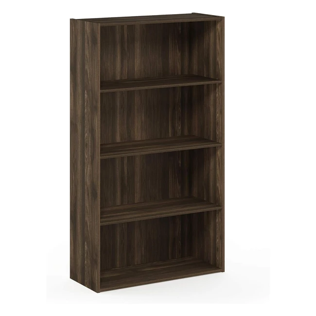 Furinno 4-Tier Bookcase Display Shelves - Columbia Walnut - #1 Choice for Storage and Display