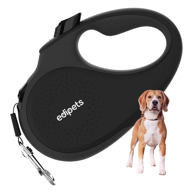 Guinzaglio per cani retrattile Edipets 5m - 360° senza grovigli - Nero