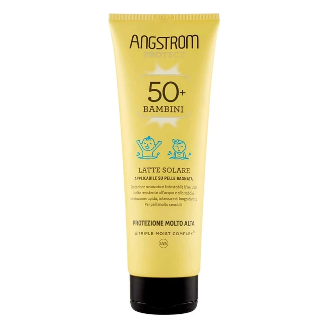 Angstrom Protect - Latte Solare per Bambini SPF 50 - Idratante e Nutriente - Pelli Sensibili - Abbronzatura Ottimale