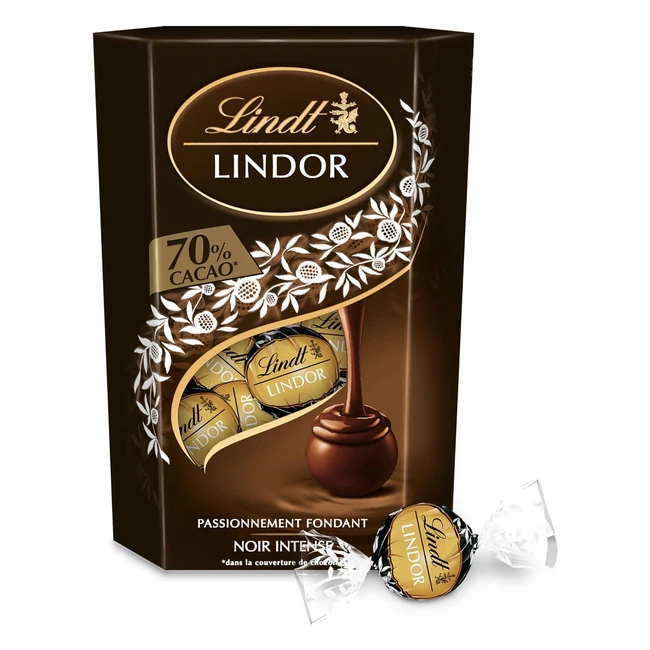 Lindt Cornet Lindor Chocolat Noir 70% Cacao - Fondant Intense 200g