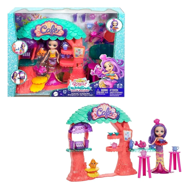 Coffret Café Sous-marin Enchantimals avec Mini-poupée Martina Sirène et 15 éléments de jeu - Jouet pour enfant