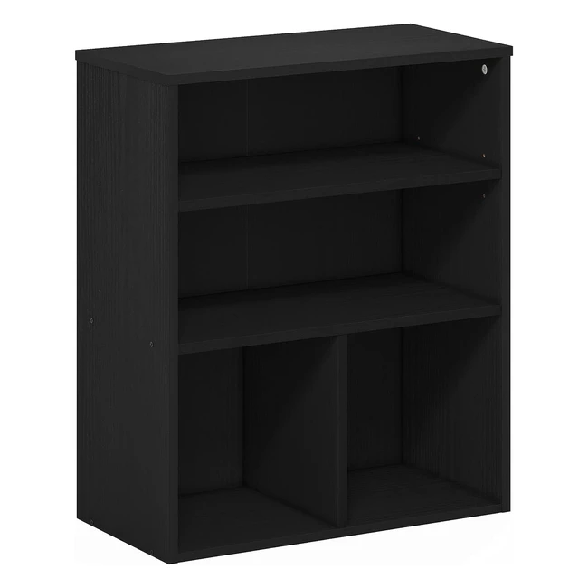 Libreria Furinno Pasir a 3 Ripiani - Nero | Design Elegante, Regolabile, Resistente
