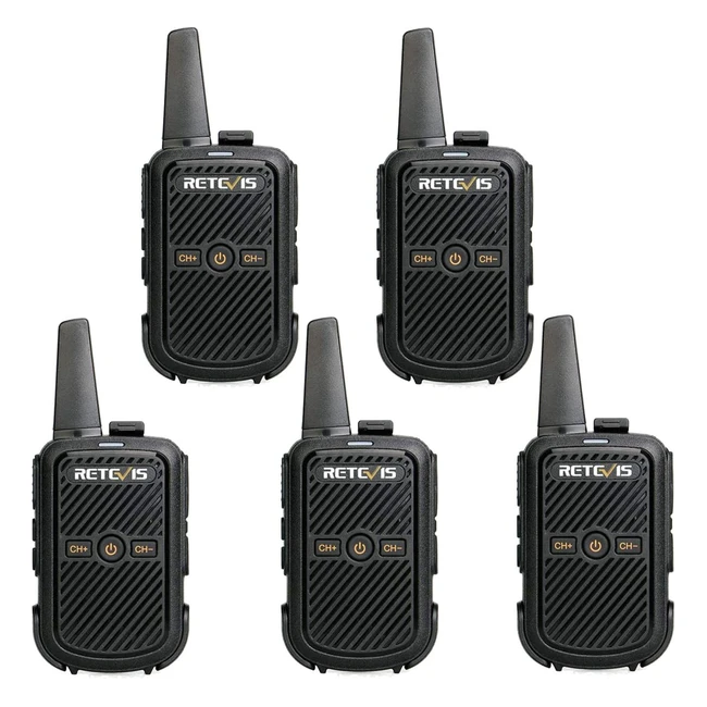 Talkie walkie Retevis RT15 mini Vox portable 50 CTCSS/208DCS 16 canaux avec câble de charge USB et adaptateur - Noir