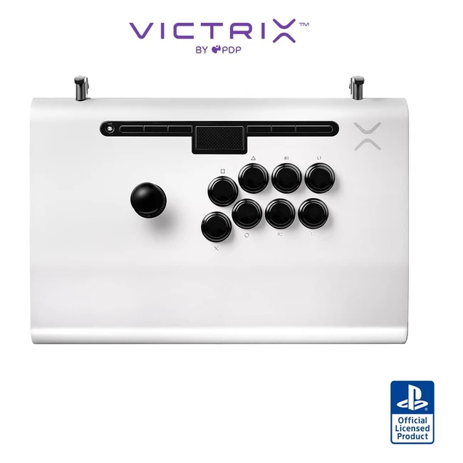 Victrix PS5 Pro FS Blanc Fightstick - Construction durable en aluminium - Compatible PS5, PS4, PC - Boutons Sanwa de 30mm