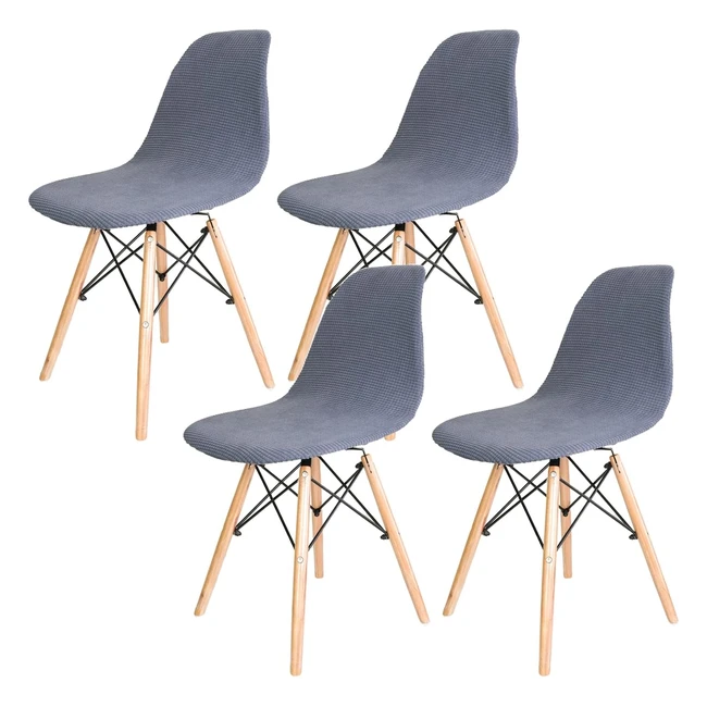 Funda de Silla de Comedor Elástica - 4 Piezas - Gris Oscuro - Durable y Lavable - Protectora de Sillas