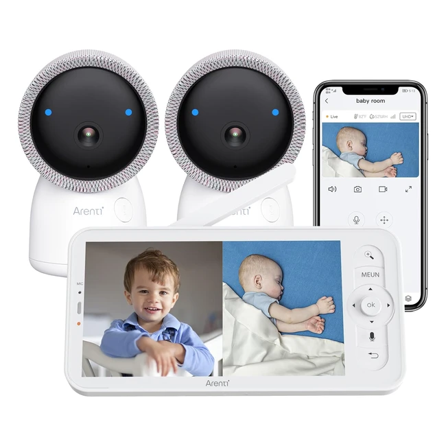 Cámara Vigilancia Bebé Arenti 2K WiFi - Visión Nocturna, 2 Cámaras, 355 PTZ, Detección de Movimiento
