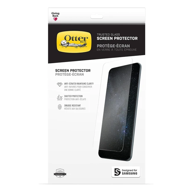 OtterBox Protecteur d'écran Trusted Glass pour Samsung Galaxy S21 FE 5G - Verre trempé, protection contre les chutes et les éclats