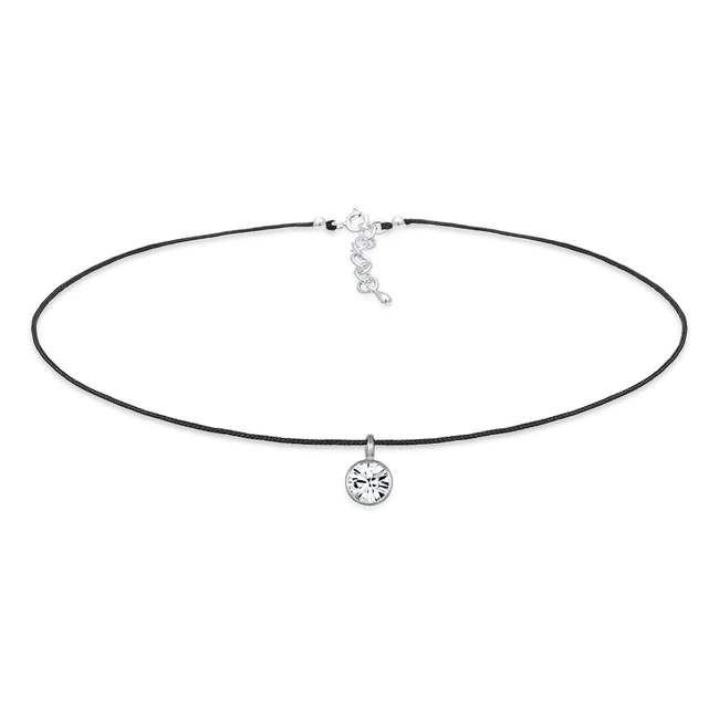 Collar de Mujer Elli Gargantilla de Nylon con Cristal en Plata de Ley 925 - Ref. 123456