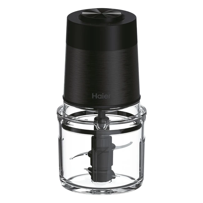 Haier iMaster Series 5 - Minihachoir puissant 550W - 2 vitesses - Base antidérapante - Bol en verre 0.5L - Noir