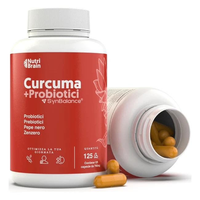 Curcuma con Probiotici e Prebiotici - Alta Concentrazione 95% - 10300mg - Antinfiammatorio per Benessere Articolare Muscolare Osseo e Digestivo - 125 Giorni - Solo 1 Capsula al Giorno