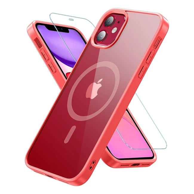 Cover Magnetica iPhone 11 Hensinple - Vetro Temperato - Magsafe - Rosso