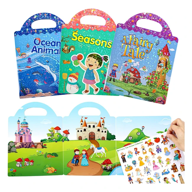 Libros Pegatinas 3D Reutilizables - Pack 3 - Niños 3-6 Años