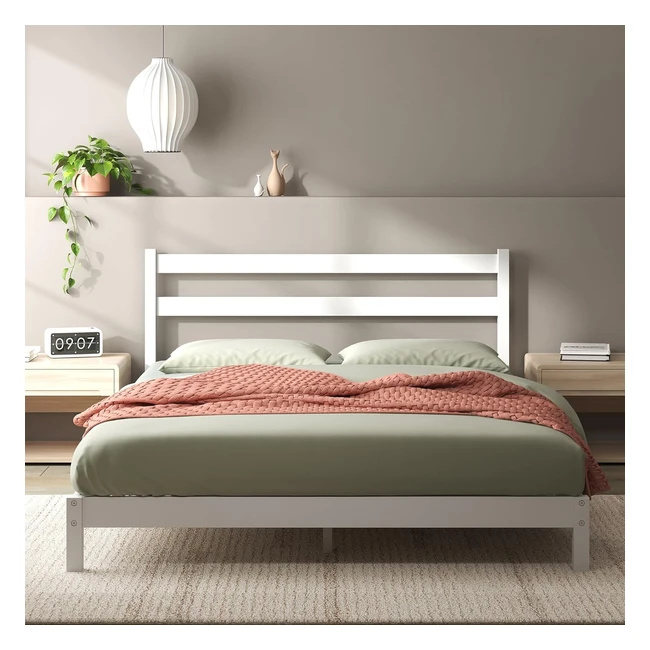 Zinus Robin 20cm Bamboo Platform Bed Frame - Easy Assembly - White Double