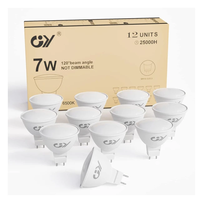 Bombilla LED GU53 6500K Blanco Frio MR16 12V 7W 630lm - Pack de 12