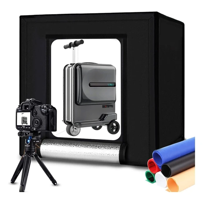 Caja de Estudio Fotográfica Portátil 60x60cm - Duclus, 120 LED, Luz Blanca y 6 Colores de Fondo