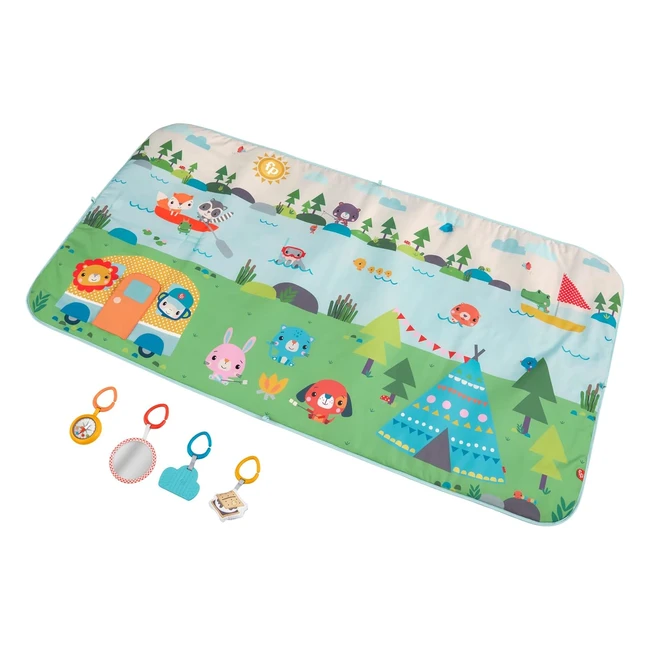 Tapis de jeu Fisher-Price Grandes Aventures - 4 jouets inclus - 152 x 81 cm