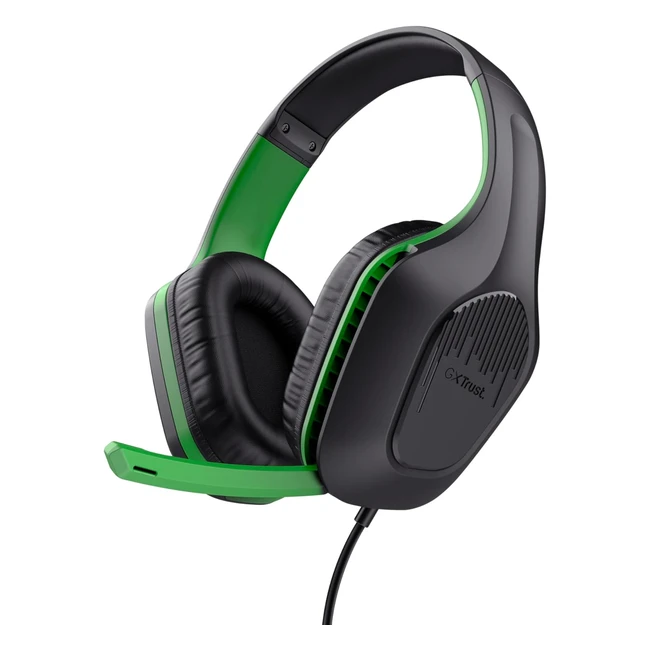 Auriculares Gaming Trust GXT 415X Zirox - Ligeros y potentes - Xbox Series XS - Conexión 3.5mm - Micrófono plegable - Negro/Verde
