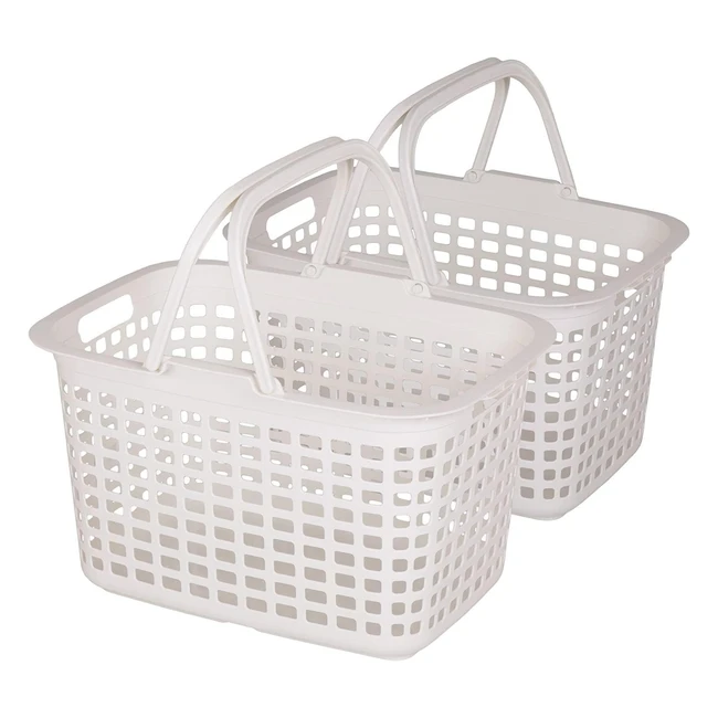 Panier à linge Iris Ohyama, lot de 2, 25L, clips de fermeture, blanc