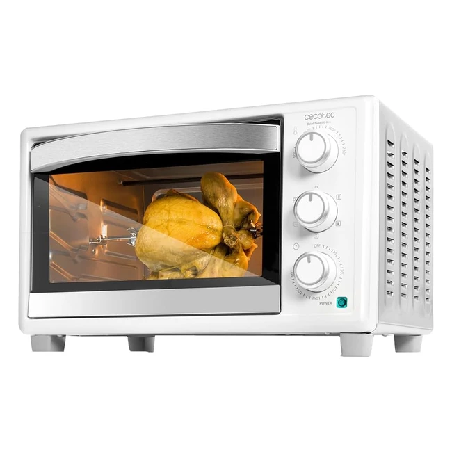 Forno Elettrico Cecotec Baketoast 3090 Bianco Gyro - 30L, 1500W, 5 Funzioni, Girarrosto, Doppio Vetro